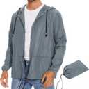 Zando Packable Mens Rain Jacket Lightweight Raincoat Waterproof with Hood Outdoor Windbreaker Jacket Travel Rain Jackets (X-Large, 05 Light Gray)