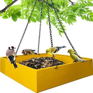 Bird Feeders for Outdoors, Platform Bird Feeder for Outside, Large Capacity 3.5 lbs (Yellow)