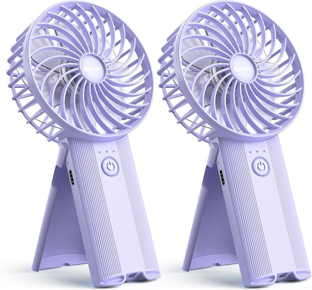 2pcs Mini Portable Folding Handheld Fans USB Rechargeable Personal Fan Neck Desktop 4-speed 3-in-1 Silent Handheld Mini Fan 6-15 hours battery life Suitable for summer travel Camping Outdoor Kids Gift