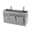 Ozzptuu Bedside Storage Caddy/Bedside Hanging Storage Bag for Headboards Bunk Beds Dorm Rooms Book Phone Magazine Holder (Grey) Pack of 2