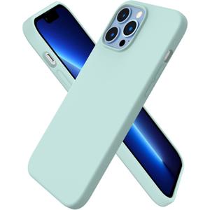 ORNARTO Compatible With iPhone 13 Pro Max Case 6.7". Slim Liquid Silicone 3 Layers Full Covered Soft Gel Rubber Case Cover 6.7 inch - Mint Green