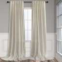 Flax Linen Curtains 96 Inches Long for Bedroom 2 Panels Back Tab Pocket Primitive Burlap Farmhouse Drape Sack Tweed Canvas Cloth Look Semi Sheer Tan Beige Curtains for Living Room Neutral Earth Tone, 52"W x 96"L (Pack of 2), Linen