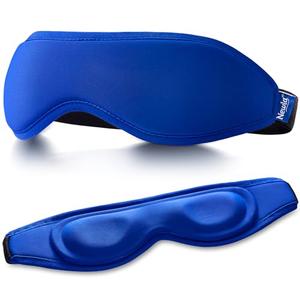 Contoured Cooling Gel Eye Mask: Snug-Fit Cold Therapy Compress for Puffiness, Migraine Support, Sinus Pressure & Eye Strain - Fits Most Head Sizes - for Home, Office & Travel (Blue)