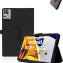 Case for SGIN T12S Tablet 12 inch Android 13 Tablets,UYRUREL Leather Slim Folding Stand Cover with Hand Strap Magnet for Men Women Full Protection,Black.
