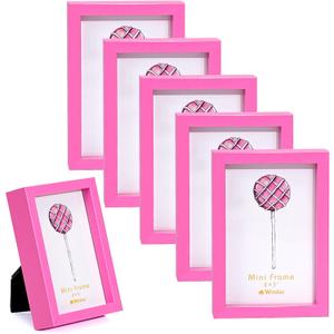 Small Picture Frames, Mini Size Baby Photo Frame, 2x3'', Set of 6, For Tabletop Home Decor, Polaroid Picture Frame with Soft Magnet, Cute Refrigerator Magnets, Pink