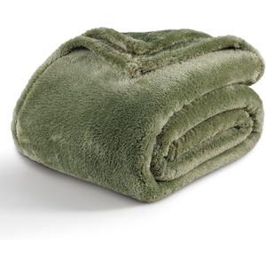 Berkshire Blanket Classic Extra-Fluffy Plush Throw Blanket, Soft Fuzzy Fluffy Long Hair Throw Blanket for Couch Sofa Bed, Dark Sage Green, 50x60 Inches