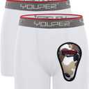 Youper Youth Brief w/Soft Athletic Cup, Boys Underwear w/Baseball Cup (2-Pack) (White, Medium)