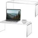 RattanView 2 Pcs 18 Inch Large Acrylic Risers Display Stands 8 mm Thick Acrylic Shelf Riser Showcase for Monitors Large Scale Figurines Trophy Shoe Stores Commercial Use (Clear)
