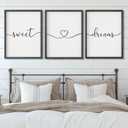 Set of 3 Framed Farmhouse Sweet Dreams Sign 11x14 Above Bed Wall Decor for Bedroom Decor Wall Art Wood Signs (11"x14", Black)