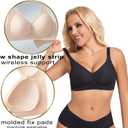 PRETTYWELL Wireless Bras for Women Molded Cup Comfort Seamless Push up No Underwire V-Neck Everyday Bra A to D Cup (Black, XXL)