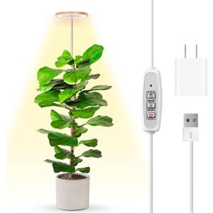 LBW Plant Grow Light Bamboo Plant Grow Lights for Indoor Full Spectrum LED Plant Grow Light, 4/8/12H Recurring Timer