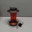 Solar Hummingbird Feeder for Outdoors Hanging Glass 21 Ounce with 5 Bee Guard Feeding Ports and Ant Moat, Leak-Proof, Red