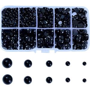 Zhbrchz 850pcs Round Black Plastic Doll Eyes 4mm 5mm 6mm 8mm 10mm Flatback Cabochon Button Eyeball Beads for Stuffed Animals Amigurumis Crochet Bears Crafts Making