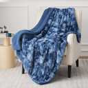 Bedsure Sherpa Fluffy Blanket Twin Size - Fleece Soft and Cozy Throw for Women, Plush & Fuzzy Faux Fur Blanket for Couch, Sofa and Bed, Tie Dye Design, Indigo, 60x80 Inches