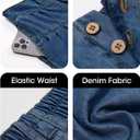 Cicy Bell Womens Wide Leg Jeans Baggy Elastic Waist Button Boyfriend Casual Denim Pants with Pockets (Blue)