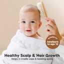 Baby Hair Brush Set for Newborns - Soft Goat Bristle Wooden Baby Brush and Comb Set Newborn Grooming Kit for Cradle Cap, Durable & Gentle, Boy, Girl Infant Essentials Care Kit (Regular, Walnut)