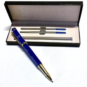 Luxury Pen Set with Blue Pen, Ink Cartridges, and Gift Box, Blue and Gold, with Motivational Message