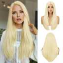 Blonde Lace Front Wig for Women Pre-Plucked Pre Cut Glueless Long Straight Layered Synthetic Ready to Wear Wig 4x6 HD Lace for Girls Party Cosplay and Daily Use 26 Inch
