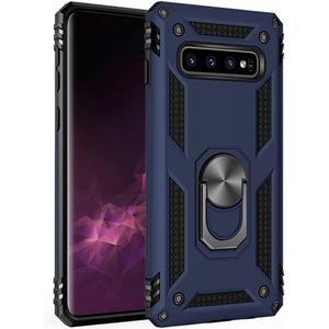 Military Grade Drop Impact for Samsung Galaxy S10 Plus Case 360 Metal Rotating Ring Kickstand Holder Built-in Magnetic Car Mount Armor Shockproof Cover for Samsung Galaxy S10+ Plus Phone Case Blue