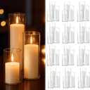 72 PCS White Pillar Candles with Glass Candle Holders Clear Hurricane Candle Holders Glass Cylinder Vases for Centerpieces Wedding Party, Event, Home Office (36 Candles+36 Candle Hoders)