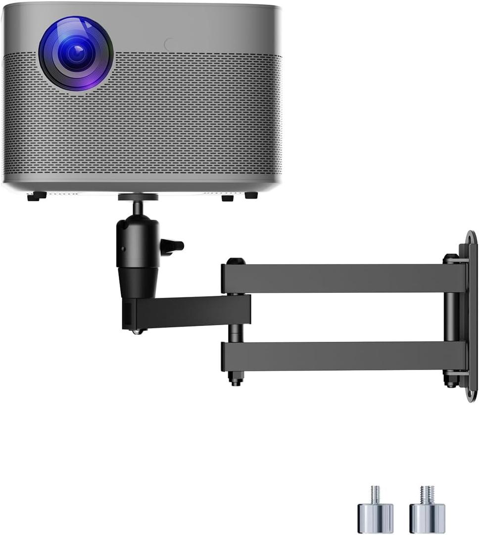 suptek Large Foldable Projector Wall Mount - Adjustable Universal Bracket for Projectors, Compatible with 1/ 4", M4 & M6 Screws, Heavy-Duty & Space-Saving Design, Black, MA1330YTPRO