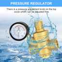 Water Pressure Regulator 3/4 inch DN20 with Gauge, Made of 100% High Hardness Brass, Adjustable Water Pressure Reducing Valve Water for House Residential Water Pressure Regulator for Home