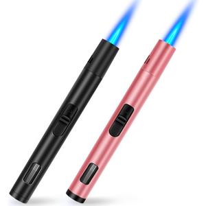LcFun 2 Pack Torch Lighters Refillable Butane Lighter with Visible Fuel Window, Windproof Adjustable Jet Flame Long Matches Lighters for Candle, Grill, BBQ, Camping, Fireworks (Butane NOT Included) (Rose Gold & Black)