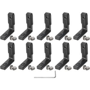 uxcell 10Pcs T Slot L-Shape Interior Inside Corner Connector with M4 Screws and Wrench for 1515 Series Aluminum Extrusion Profile, Slot 9mm, Black
