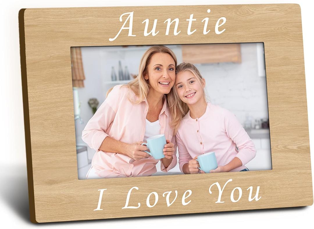 Auntie Gifts Picture Frame 4x6, Aunt Wooden Picture Frame, Christmas Mothers Day Birthday Gifts for Aunt from Niece Nephew, Auntie I Love You Decorative Photo Frames for Desk Decor