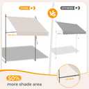 HOMEDEMO Manual Retractable Awning, 98" W x 118" H Retractable Side Bar 47-59", Outdoor Patio Awnings Height Adjustable 82-118", NO Drilling Awings for Backyard Garden Porch Outside Beige
