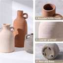 Ceramic Vase Set, 3Pcs Flower Vases for Modern Boho Farmhouse Decor, Decorative Vases for Pampas Grass & Dried Flowers, Distressed Finish