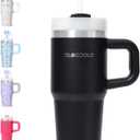 DLOCCOLD 16 oz Stainless Steel Tumbler with Lid and Straw, Double Wall Vacuum Insulated Travel Tumbler with Straw Cover Cap, Reusable Travel Coffee Mug, Cupholder Friendly, Leak Resistant (Black)