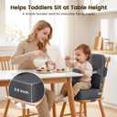 Booster Seat for Kitchen Chair, Upgrade Toddler Booster Seat for Table | 3.5” High Density Foam Toddler Booster Seat for Dining Table with 2” Backrest, Front Safety Buckle, Travel Booster Chair