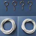 2 x White Curtain Wire Hanging Cord with Self-Adhesive Hook and Eyes for Net Curtain Rods (4 Meter)