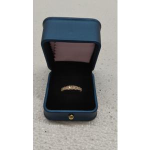 Amazon Essentials Yellow Gold-Plated Sterling Silver Half Eternity Band Ring, Size 8