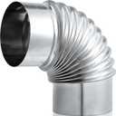 Hicarer 4 Inch 90 Degree Galvanized Dryer Elbow Vent Tube Connector Adjustable Dryer Vent Elbow Connector for 4" HVAC Duct Pipe Hose Ductwork(1 Pc)