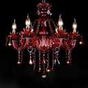 Red 6 Lights K9 Crystal Candle Chandeliers Lighting Modern Pendant Lights Crystal Modern Chandelier Candle Chandelier Lighting for Living Room Bedroom Hallway Entry E12 Base, H22 x W23.6 Inch, Red