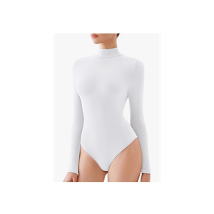 REORIA Women's Turtle Neck Long Sleeve Bodysuit Basic Slim Fit Double Lined Lightweight Layering Top for Fall & Winter, Size S