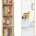 DELEMODUO Kids Rotating Bookshelf with Mirror, 48inch Wood Stading Floor Bookshelf for Small Space, 4 Tier Floor Standing Bookcase Storage Rack for Bedroom, Living Room, Study Room, 15 inches x 15 inches x 25 inches
