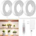 LORDEM Ceiling Grow Light - 144 LEDs Full Spectrum, Auto Switch 4/8/12H, 4 Dimmable Brightness Levels, Ideal for Small Plants, Tri Head, Corded