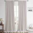 100% Blackout Curtains 90 Inches Long Textured Elegant Blue Linen Neutral Back Tab Thermal Insulated Drapes for Boys Bedroom Dining Living Room Darkening Sliding Glass Door Noise Reducing Curtains (52"W x 90"L (Pack of 2))