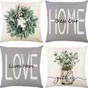 wyooxoo Throw Pillow Covers 18x18 Set of 4 Farmhouse Pillow Covers Grey Cushion Cases Decorative Pillowcases for Sofa Couch Living Room Outdoor Home Decor