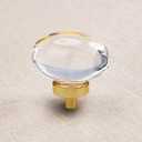 16 Pack Glass Cabinet Knobs and Pulls, Oval Crystal Knobs for Dresser Drawers, Satin Brass/Gold Kitchen Cabinet Knobs Egg Shape