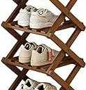 YYW Bamboo Shoe Rack for Entryway,Installation-Free and Foldable Vertical Shoe Storage Organizer,Free Standing Shoe Racks Shelf Closet Shoe Organizer for Living Room (Tawny-5 Layers)