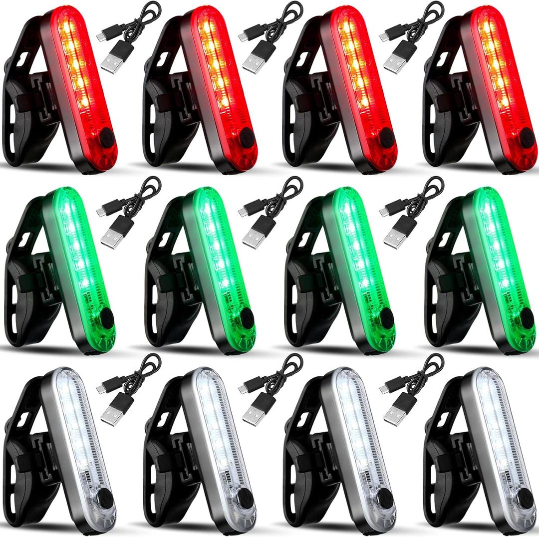 Treela 12 Pieces Battery Boat Navigation Lights Battery Powered Kayak Lights for Night Operated Boat SternLed Boats Safety for Pontoon,Dinghy 4 Types Flashing Mode (Red, Green, White)