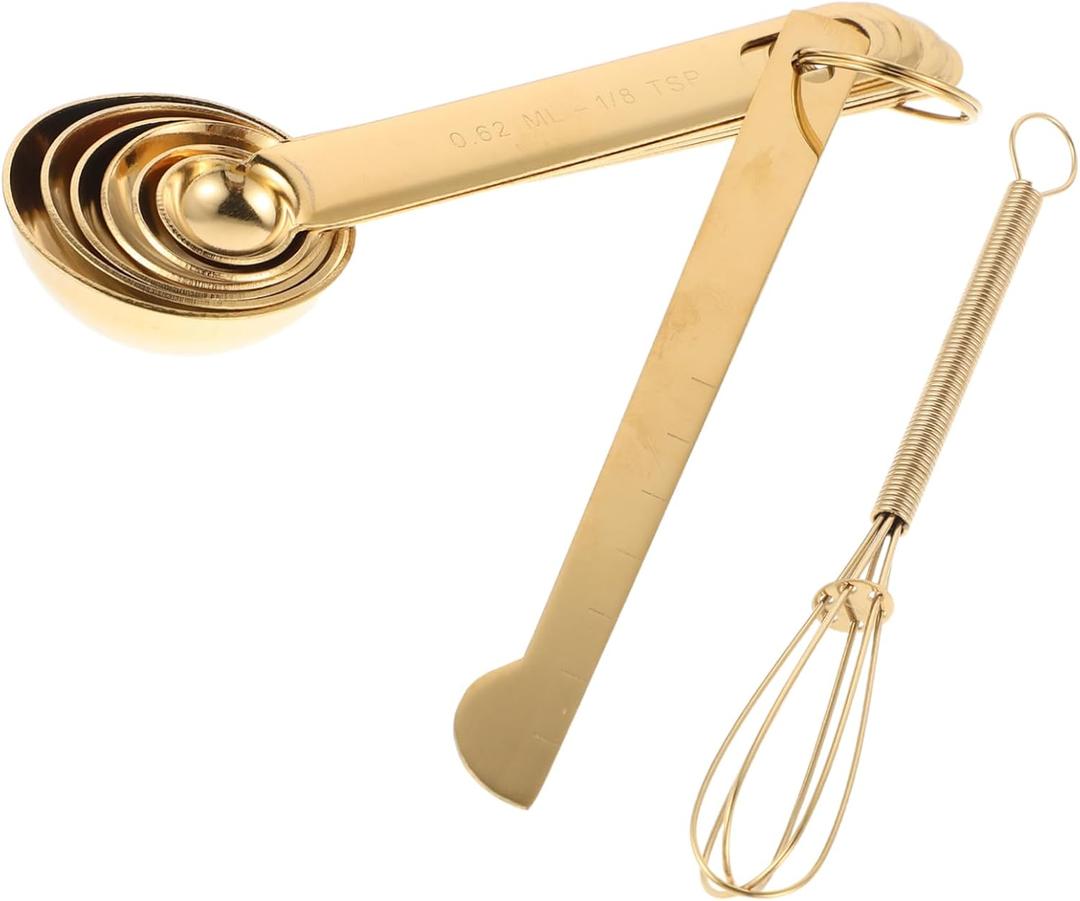 Cabilock Stainless Steel Measuring Spoons Set 8 Pieces with Engraved Metric and Us Measurements Long Ergonomic Handles for Precise Cooking Baking Kitchen Gadgets 5.66 Inch