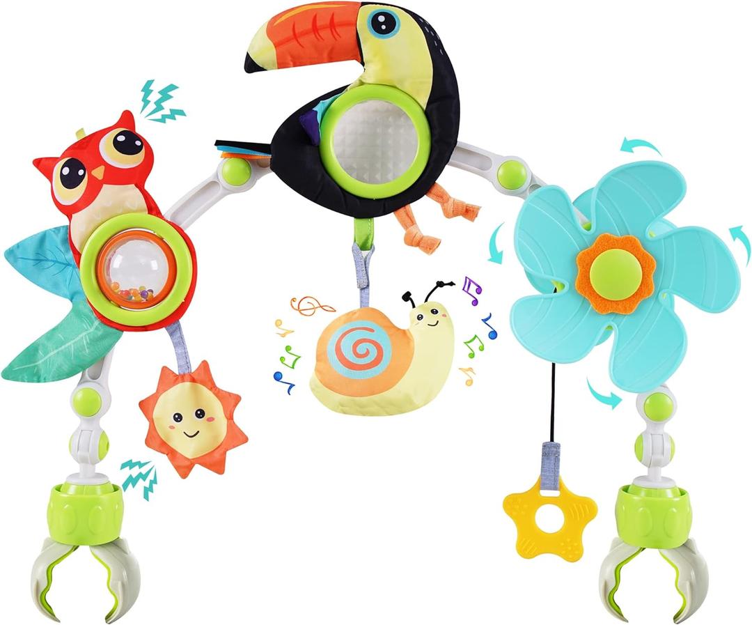 Lynncare Adjustable Arch Bassinet Toys for Infant & Toddlers, Stroller Arch, Baby Crib Toys with Fascinating Hanging for Stimulating Babys Senses and Developing Motor Skills