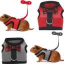 Guinea Pig Harness and Leash2packs Guinea Pig Clothes Baby Ferret Rats Hamster Soft Mesh Harness Leash for DecorationHamster Harness can be Adjusted to Any Size. (Red + Grey)