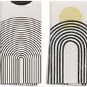 OHSUL Boho-Chic Sun Moon Line Rainbow Kitchen Towels Dish Towels Dish Cloth Set of 2,Bohemian Mid Century Modern Hand Towel Tea Towels for Bathroom Kitchen Decor(Yellow), 412JW