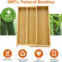 Large Bamboo Silverware Drawer Organizer Tray Kitchen Tool Drawer Divider Organizers Storage Expandable Cooking Utensil Organizer Wooden Cutlery Tray Spoon Flatware Organizers Utensil Holder Drawers